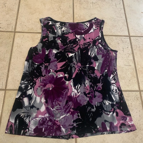 💚 Reitmans Floral Sleeveless Top | Purple Black Grey White | Women's XL/TG - Picture 2 of 7